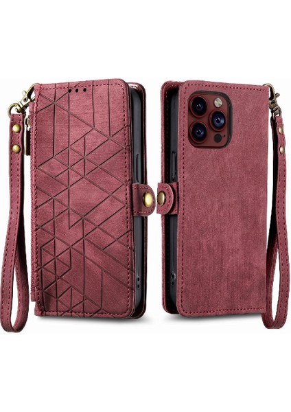 IPhone 15 Için Flip Case Pro Darbeye Kapak Kapak Cüzdan Basit Iş (Yurt Dışından)