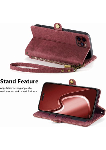 IPhone 15 Için Flip Case Pro Darbeye Kapak Kapak Cüzdan Basit Iş (Yurt Dışından) modelleri