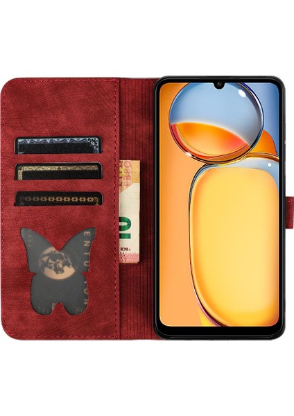 Xiaomi Redmi Için Kılıf 13C 4g/5g Cüzdan Kılıf Kabartmalı Kelebek Kedi Kartı (Yurt Dışından) fırsatları