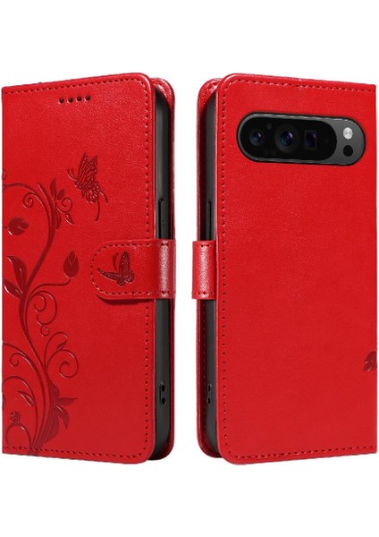 Piksel 9 Pro 5g ve Kart Yuvası Kabartmalı Kelebek Için Flip Case (Yurt Dışından)