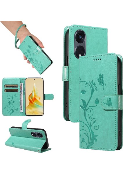 Oppo RENO8T 5g Için Kılıf ve El Kayışı Cüzdan Telefon Kılıfı ile Kart Yuvası (Yurt Dışından)