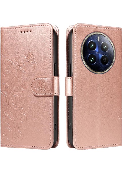 Realme 12 Pro Artı Kabartmalı Kelebek Cüzdan Telefon Kılıfı Için Flip Case ve (Yurt Dışından)