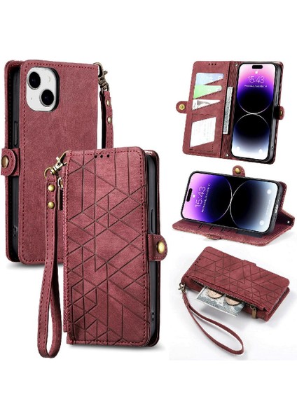 IPhone 14 Için Flip Case Cüzdan Kılıf Basit Iş Flip Kapak (Yurt Dışından)