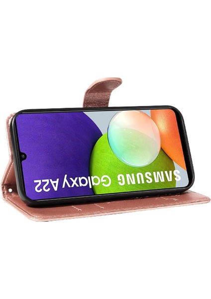 Samsung Galaxy A22 4g Için Kılıf El Kayışı Cüzdan Telefon Kılıfı ile Kabartmalı (Yurt Dışından) indirimleri