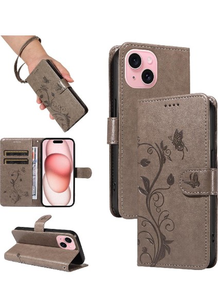 IPhone 15 Için Kılıf Artı Kabartmalı Kelebek Cüzdan Telefon Kılıfı Yüksek Kalite (Yurt Dışından) indirimleri