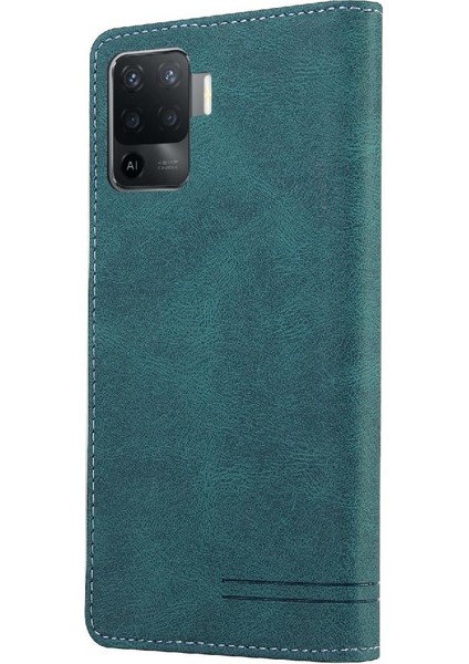 Oppo A94 4g Kickstand Iki Kart Yuvaları Premium Deri Premium Için Kılıf (Yurt Dışından)