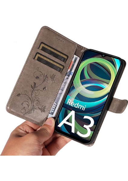 Xiaomi Redmi A3 Için Flip Case El Kayışı ve Kart ile Kabartmalı Kelebek (Yurt Dışından) indirimleri