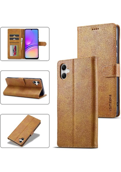 Samsung Galaxy A05 Kart Yuvaları Cüzdan Buzağı Doku Yatay Için Kılıf (Yurt Dışından)