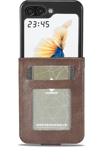 Samsung Galaxy Z Flip 5 Için Kılıf Tutucu ile Buzağı Doku Yatay Çevir (Yurt Dışından)