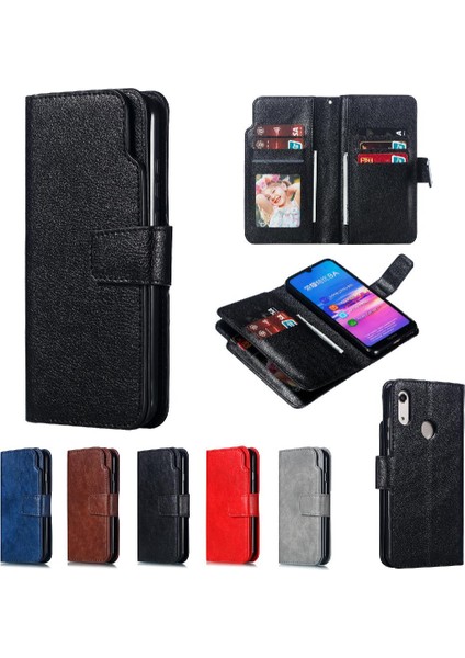 Huawei Y6 2019 Cüzdan Manyetik 9 Kart Yuvaları Pu Deri Kickstand (Yurt Dışından)