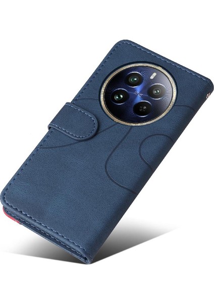 BDT Boutique Realme 12 Pro Artı Kickstand Koruyucu Iki Renkli Dikiş Için Flip Case (Yurt Dışından)