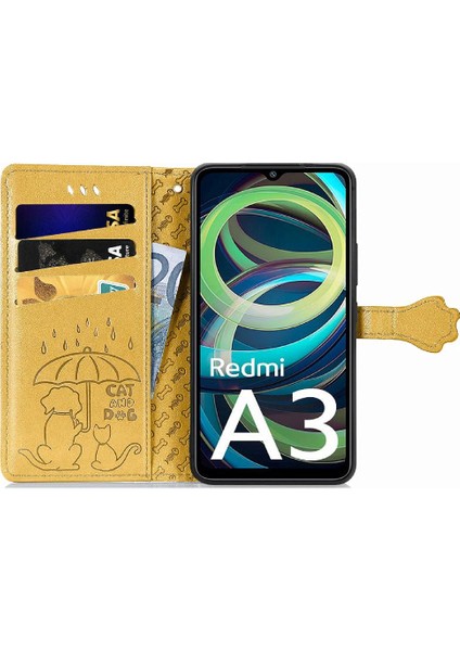 Xiaomi Redmi A3 Darbeye Kapak Kapak Için Kılıf Kısa Kayış Deri Kılıf (Yurt Dışından)