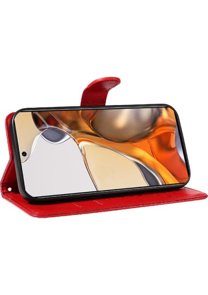 Xiaomi 11T/11T Pro Kabartmalı Kelebek ve Kart Yuvası Cüzdan Kılıf (Yurt Dışından)