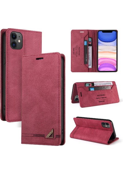 IPhone 11 Için Kılıf Premium Deri Premium Deri Kickstand Iki Kart (Yurt Dışından)