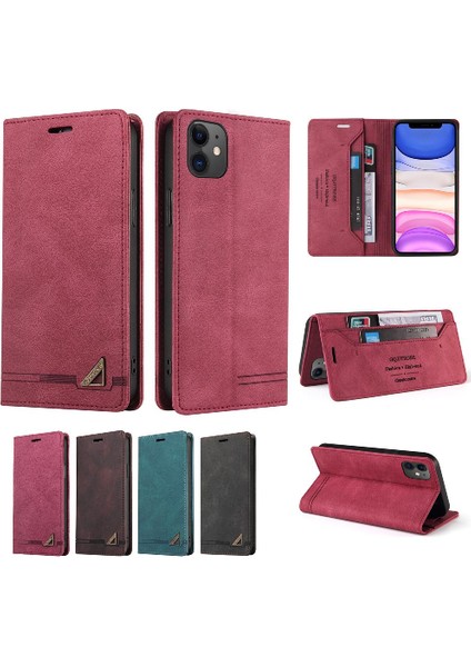 IPhone 11 Için Kılıf Premium Deri Premium Deri Kickstand Iki Kart (Yurt Dışından) modelleri