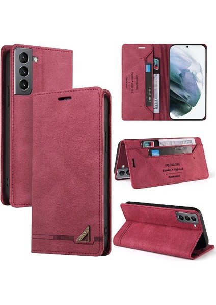 Samsung Galaxy S21 Premium Deri Premium Deri Kickstand Için Kılıf (Yurt Dışından)