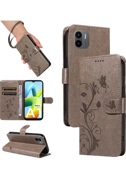 Xiaomi Redmi A1 Için Kılıf Yüksek Kaliteli Deri ve Kart Yuvası Kabartmalı (Yurt Dışından)
