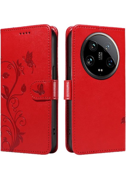 El Kayışı ile Xiaomi 14 Ultra Için Flip Case Cüzdan Telefon Kılıfı Kabartmalı (Yurt Dışından)