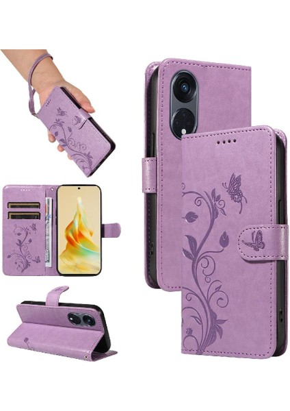 Oppo RENO8T 5g Için Kılıf ve El Kayışı Cüzdan Telefon Kılıfı ile Kart Yuvası (Yurt Dışından)