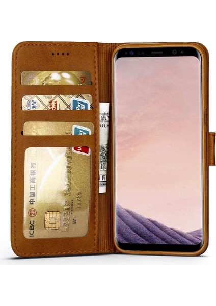 Samsung Galaxy S8 Kart Yuvaları Için Kılıf Cüzdan Buzağı Doku Yatay Çevir (Yurt Dışından)