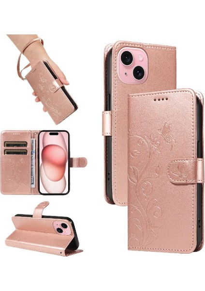 IPhone 15 Için Kılıf Artı Kabartmalı Kelebek Cüzdan Telefon Kılıfı Yüksek Kalite (Yurt Dışından) indirimleri
