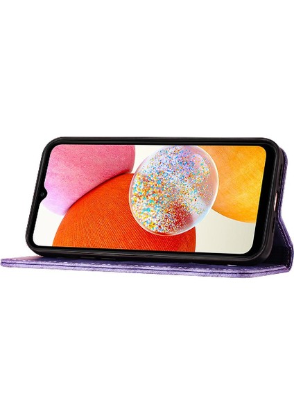 Samsung Galaxy A23 4g/5g Kabartmalı Kelebek Kedi Tutucu Kapak (Yurt Dışından)