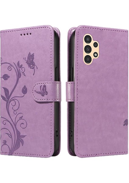 Samsung Galaxy A13 4G/A13 Lite ve Kart Yuvası Kabartmalı Kelebek (Yurt Dışından)