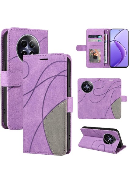 Realme 12 5g Kickstand Koruyucu Pu Deri Flip Folio Kılıf Için Flip Case (Yurt Dışından)