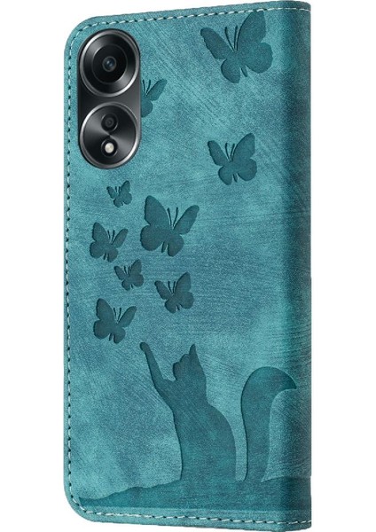 Oppo A78 4g Kart Cep Cüzdan Kılıf Için Kılıf Kabartmalı Kelebek Kedi Flip (Yurt Dışından) indirimleri
