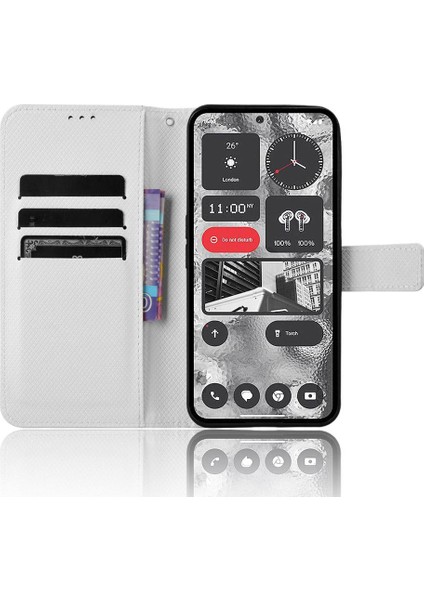 Nothing Kılıf Telefon 2 Kart Tutucu Kickstand Kapak Manyetik Cüzdan (Yurt Dışından)