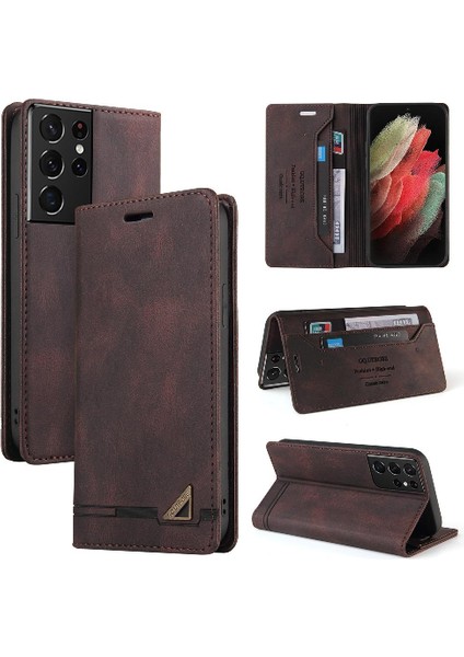 Samsung Galaxy S21 Ultra Premium Deri Iki Kart Yuvaları Premium (Yurt Dışından)