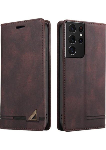 Samsung Galaxy S21 Ultra Premium Deri Iki Kart Yuvaları Premium (Yurt Dışından)