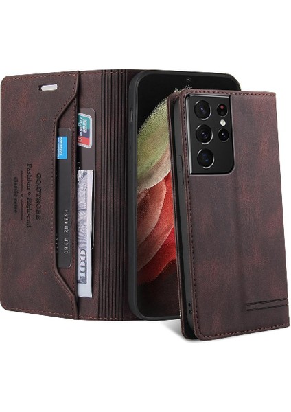 Samsung Galaxy S21 Ultra Premium Deri Iki Kart Yuvaları Premium (Yurt Dışından)