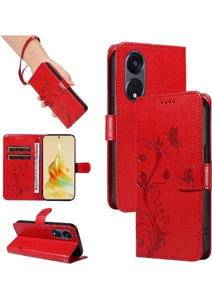 Oppo RENO8T 5g Için Kılıf ve El Kayışı Cüzdan Telefon Kılıfı ile Kart Yuvası (Yurt Dışından)