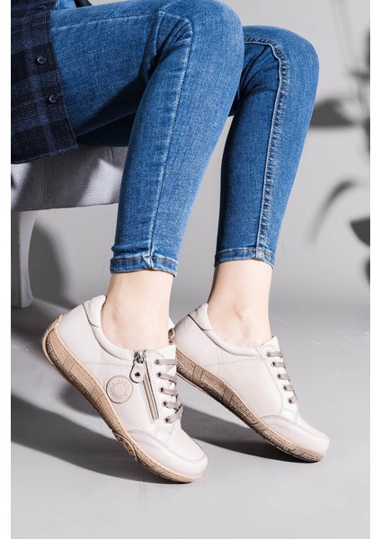 Cosmina Kadın Hakiki Deri Gümüş Günlük Ayakkabı