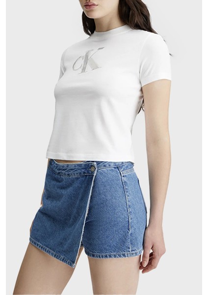 Pamuklu Denim Wrap Short J20J2233001A4 Bayan Short J20J223300 1A4