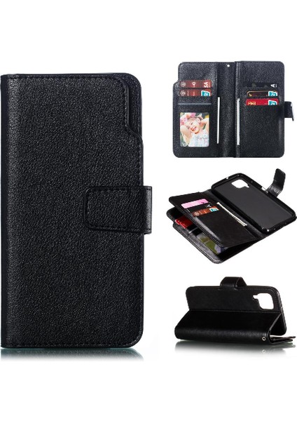 Huawei P40 Lite Manyetik Cüzdan 9 Kart Yuvaları Pu Deri Kickstand Için Kılıf (Yurt Dışından)