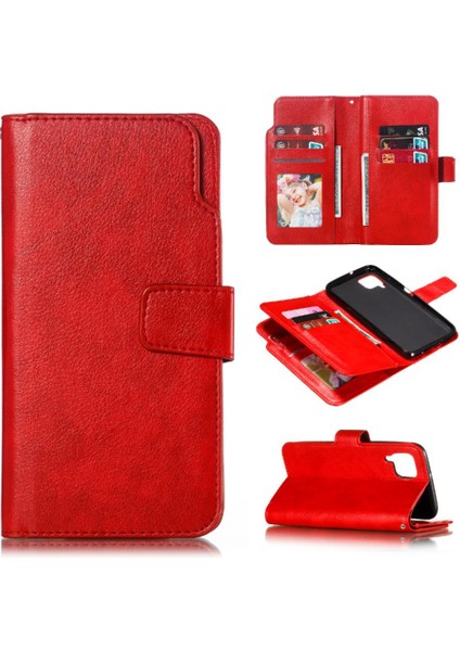 Huawei P40 Lite Manyetik Cüzdan 9 Kart Yuvaları Pu Deri Kickstand Için Kılıf (Yurt Dışından)