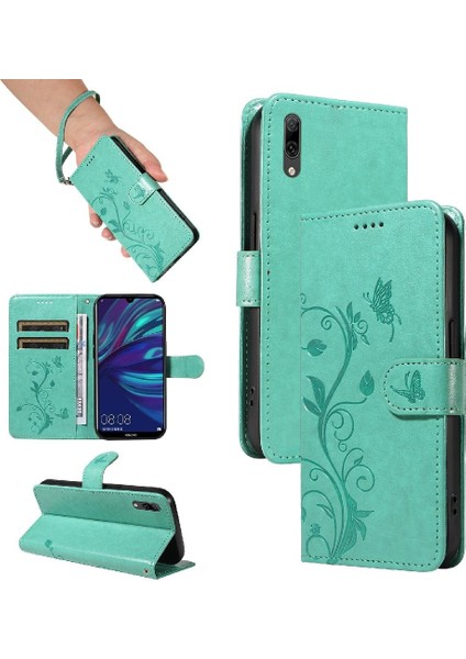 Huawei Huawei 2019 Için Flip Case Yüksek Kaliteli Deri Kabartmalı Kelebek ve (Yurt Dışından)