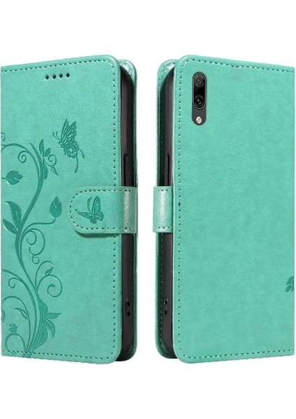 Huawei Huawei 2019 Için Flip Case Yüksek Kaliteli Deri Kabartmalı Kelebek ve (Yurt Dışından)