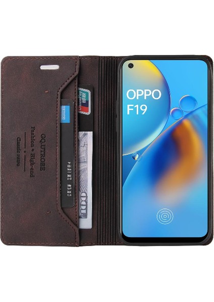 Manyi Mall Oppo F19 4G/A74 4g Premium Deri Iki Kart Yuvaları Kickstand Için Kılıf (Yurt Dışından)