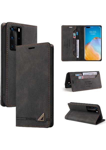 Huawei P40 Pro Premium Deri Iki Kart Yuvaları Kickstand Premium (Yurt Dışından)