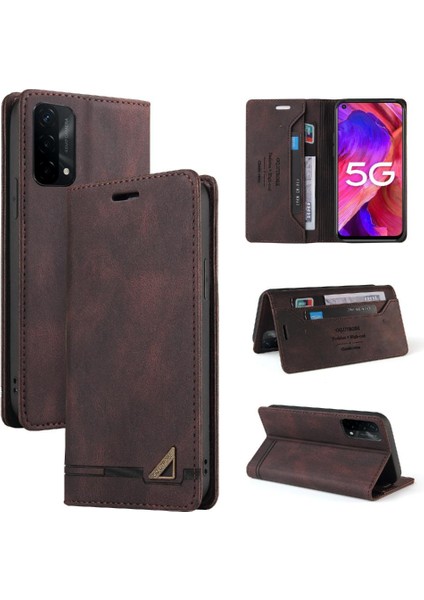 Oppo Için Kılıf A74 5G/A54 5g Iki Kart Yuvaları Kickstand Premium Deri (Yurt Dışından)