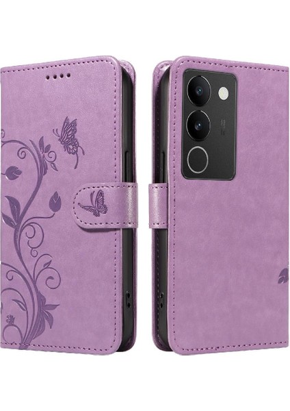 Vıvo V29 5g Cüzdan Telefon Kılıfı ve Kart Yuvası Kabartmalı Kelebek Için Kılıf (Yurt Dışından)