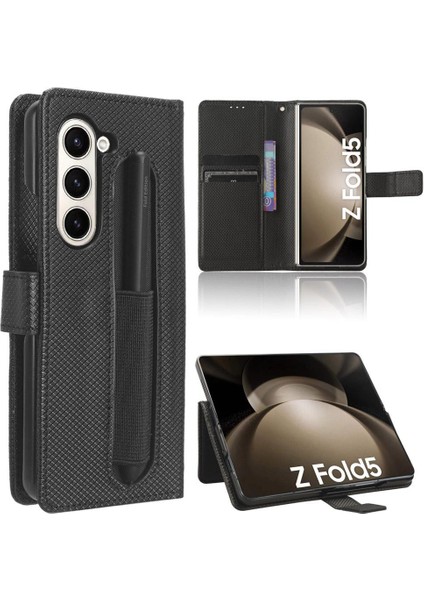 Samsung Galaxy Z Için Kılıf Fold 5 5g Kapak Kickstand Kart Tutucu Manyetik (Yurt Dışından)