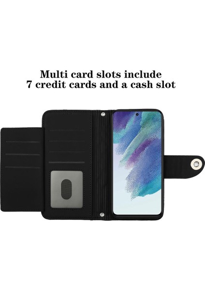 Samsung Galaxy S21 Fe 5g Için Kılıf Cüzdan Kapak Bilek Şerit Kart Tutucu (Yurt Dışından)