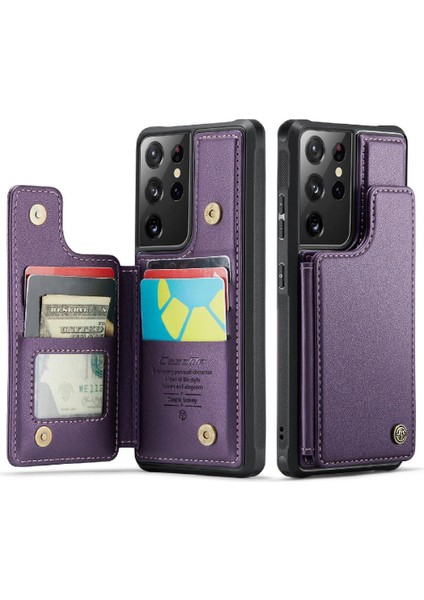 Samsung Galaxy S21 Ultra Kickstand Pu Deri Kart Için Caseme Cüzdan Kılıf (Yurt Dışından)