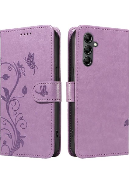 Samsung Galaxy A15 Kabartmalı Kelebek ve Kart Yuvası ile Yüksek Kılıf (Yurt Dışından)