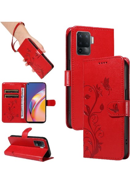 Oppo A94 4g/oppo 5f Kabartmalı Kelebek El Kayışı ile Yüksek ve (Yurt Dışından)