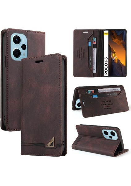Xiaomi Poco F5 5g Için Iki Kart Yuvaları Premium Deri Kickstand (Yurt Dışından) modelleri